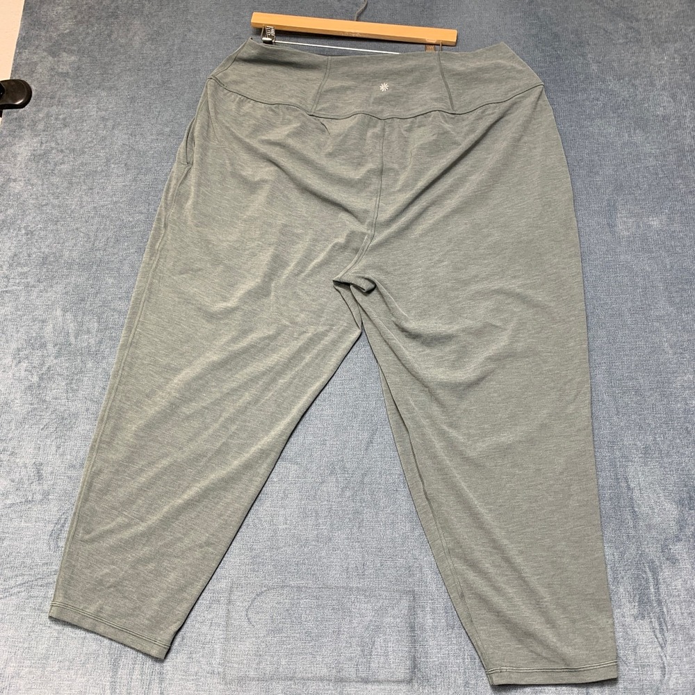 Athleta Elation Pants Womens 2X Green Stretch High Rise Cropped Yoga Activewear